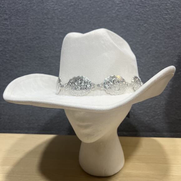 Illuma Metal Concho Western White Hat New - Picture 1 of 10